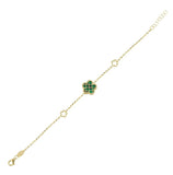 Çift Taraflı Yeşil Beyaz Sedef Kafesli Çiçek Altın Bileklik