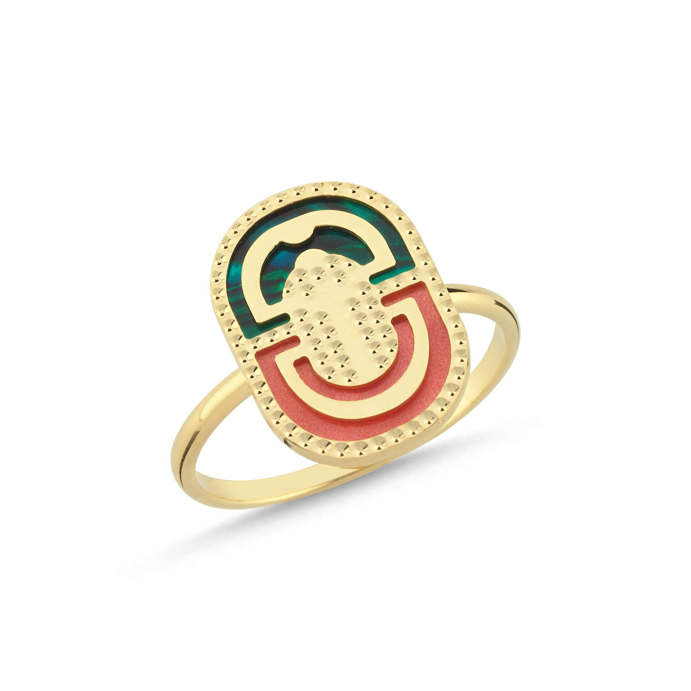 Taşlı 2 Renk Modern İtalyan Altın Yüzük