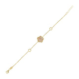 Çift Taraflı Pembe Beyaz Sedefli Çiçek Altın Bileklik