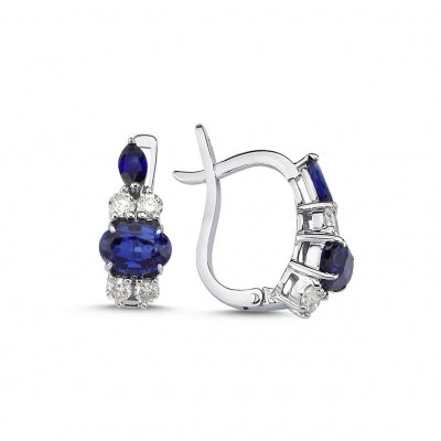 1,32 Karat Pırlantalı Safir Küpe