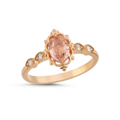 1,09 Karat Pırlantalı Morganit Yüzük
