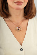 Taşlı Geometrik İtalyan Tasarım Rose Altın Kolye