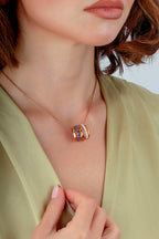 Rose Opal Ametist Taşlı Altın Kolye