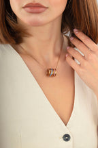 Mineli İki Renk İtalyan Rose Altın Kolye