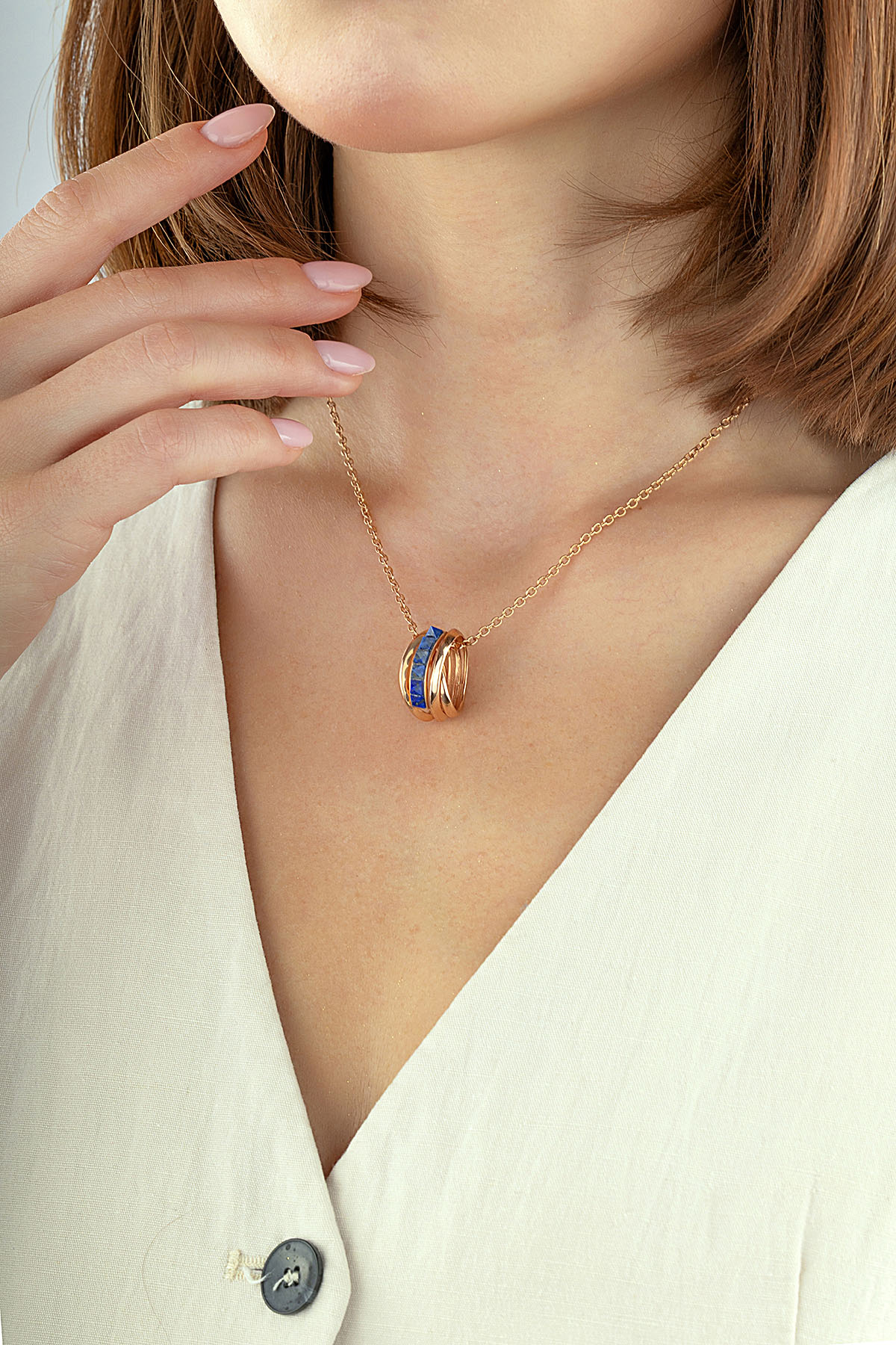 Lapis Taşlı Rose Altın Kolye Ürün ikincil görseli