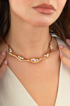 İncili İtalyan Tasarım Rose Altın Kolye