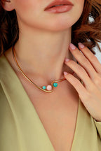 Rose Opal Turkuaz Taşlı Altın Kolye