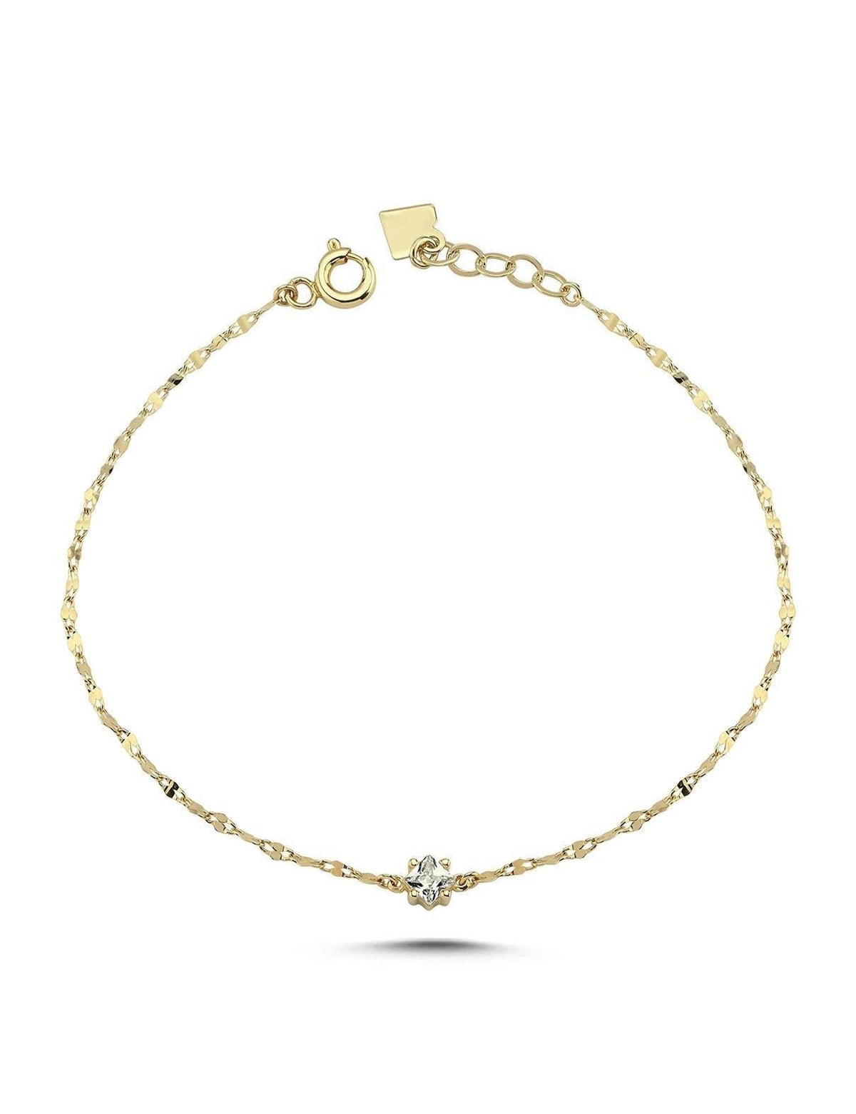 Stone-studded Boomerang Gold Bracelet Main image
