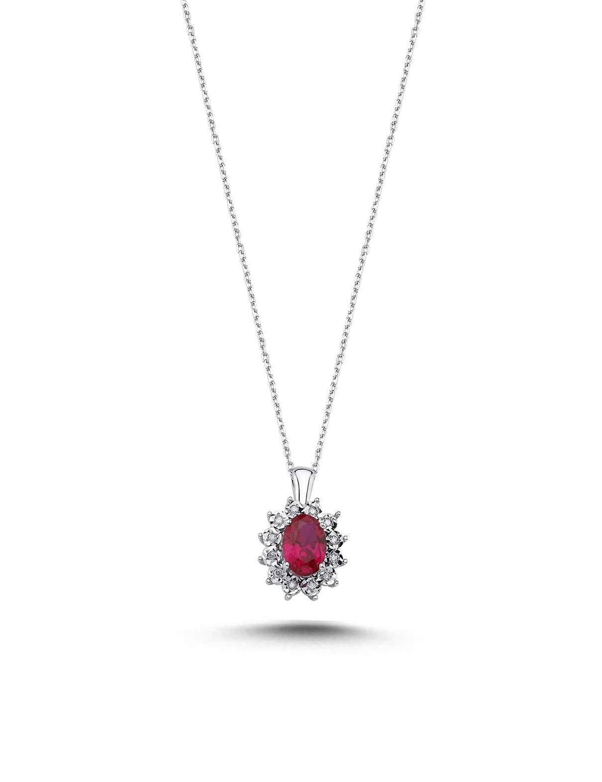 1,08 Karat Pırlantalı Yakut Kolye