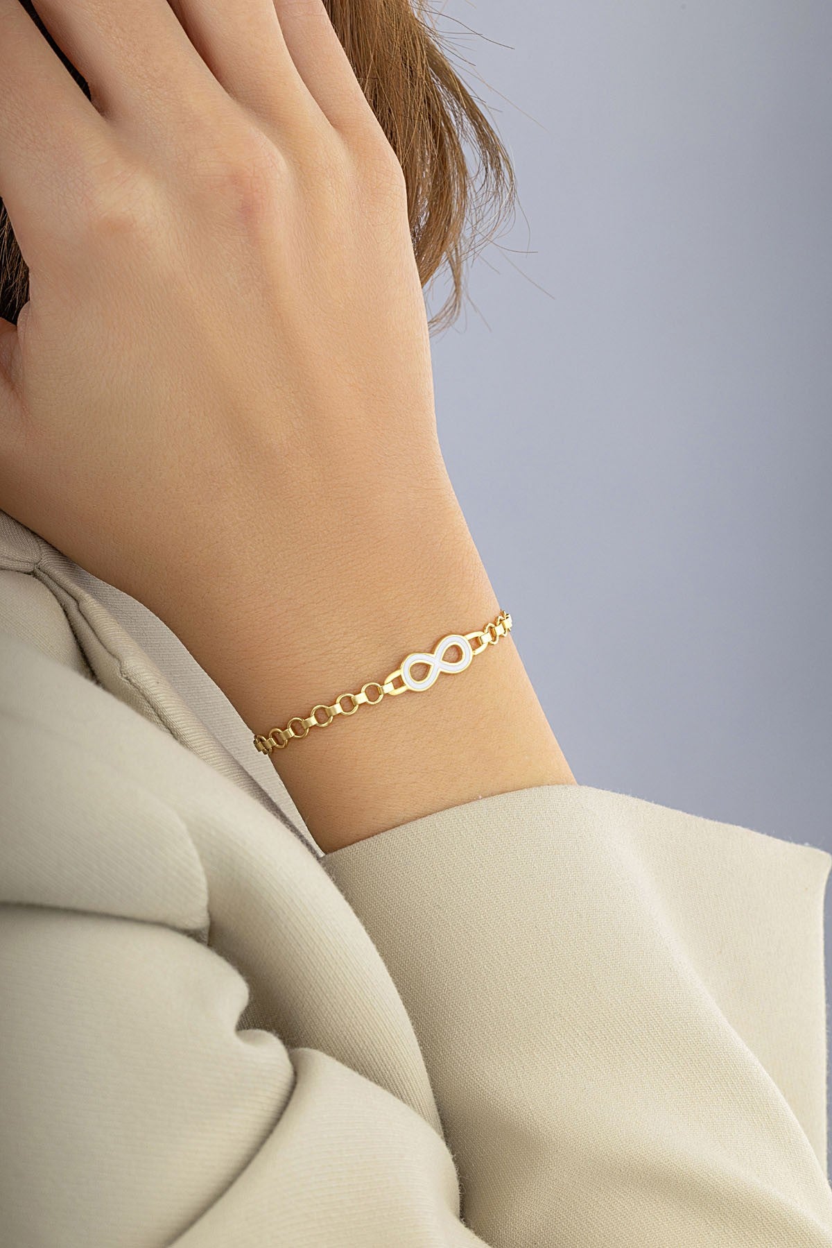 14 Ayar Sonsuzluk Zincir Altın Bileklik Ürün ana görseli