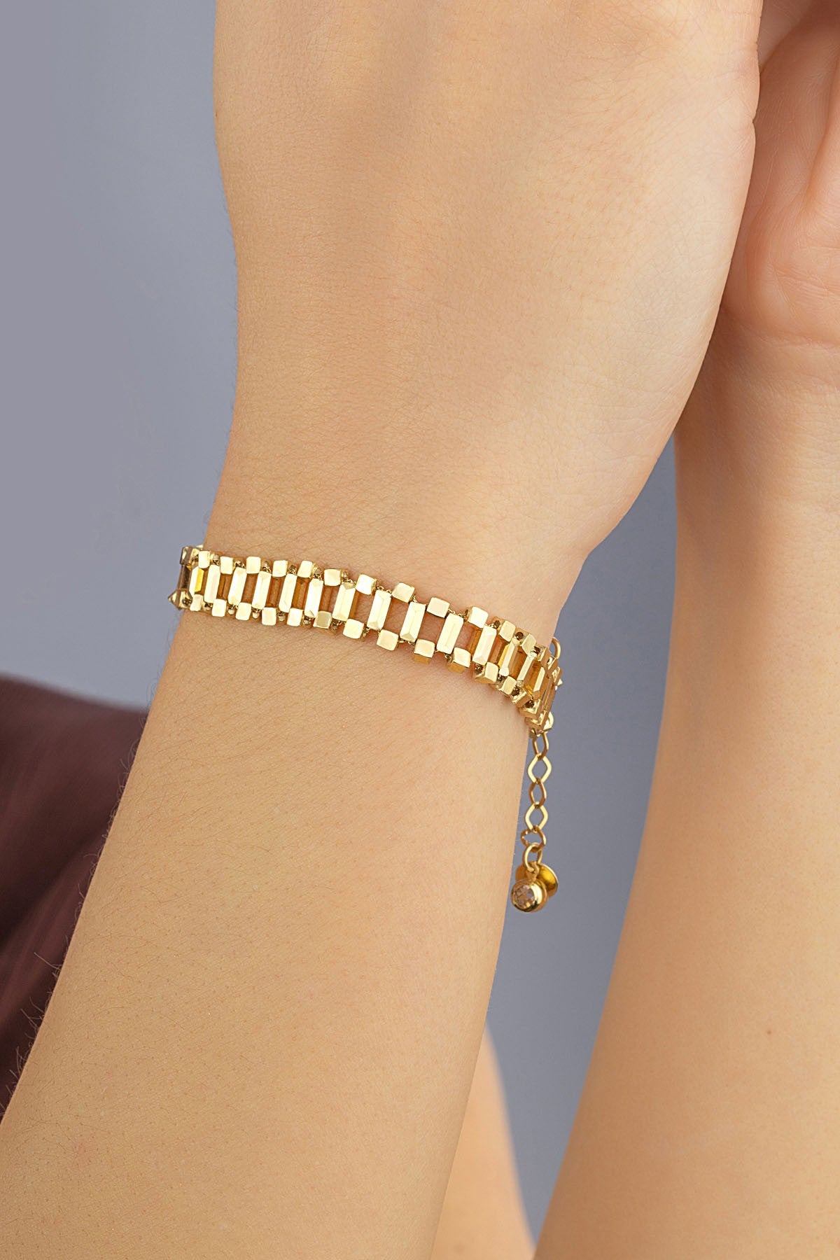 14 Ayar Altın Merdiven Zincir Bileklik