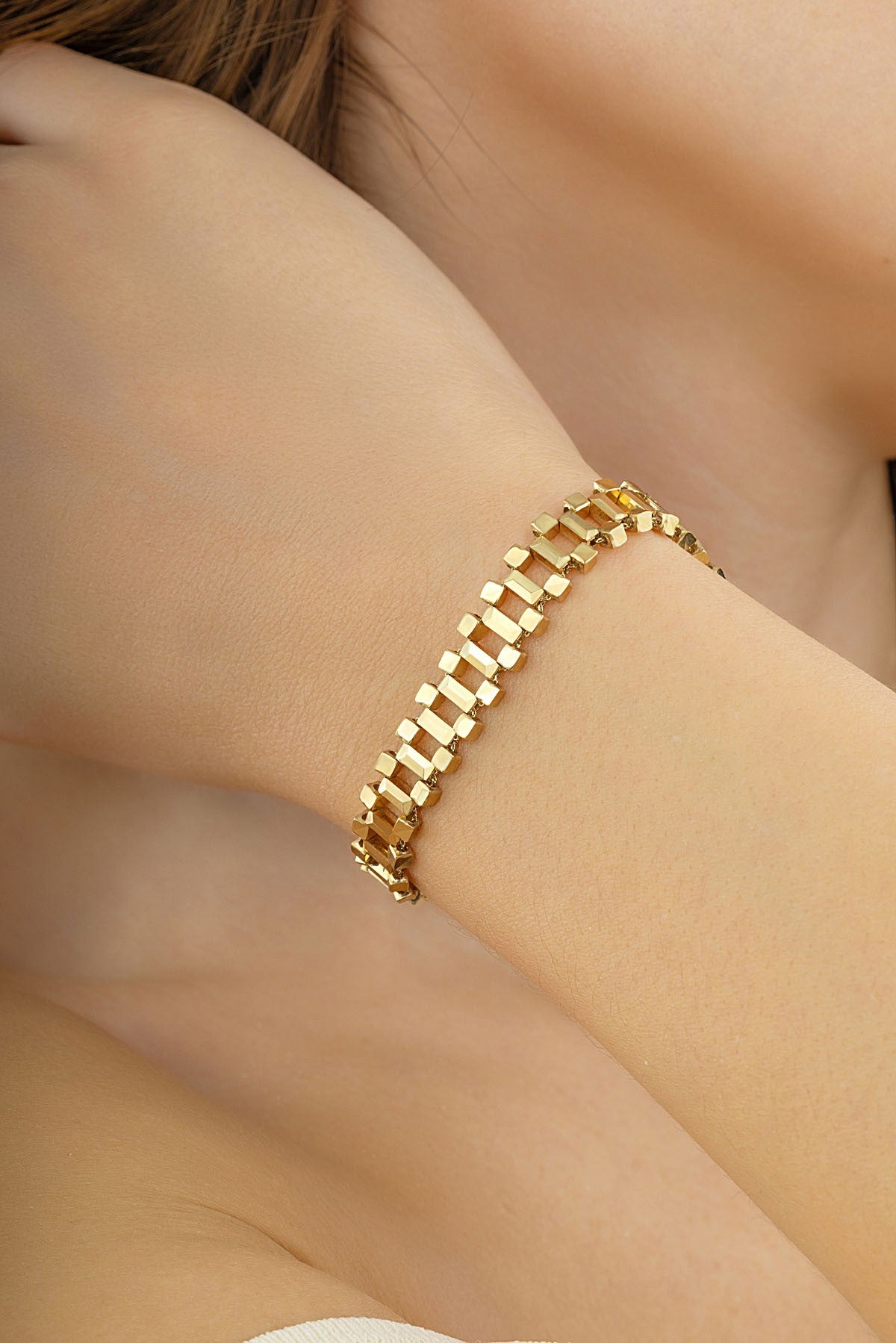 14 Ayar Altın Merdiven Zincir Bileklik Ürün ikincil görseli