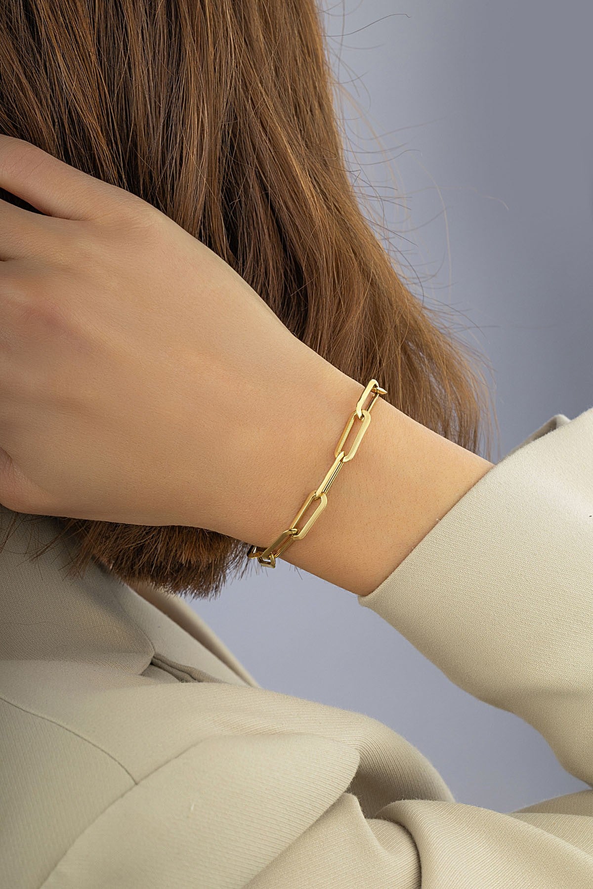 14 Ayar Ataç Geniş Altın Bileklik Ürün ikincil görseli