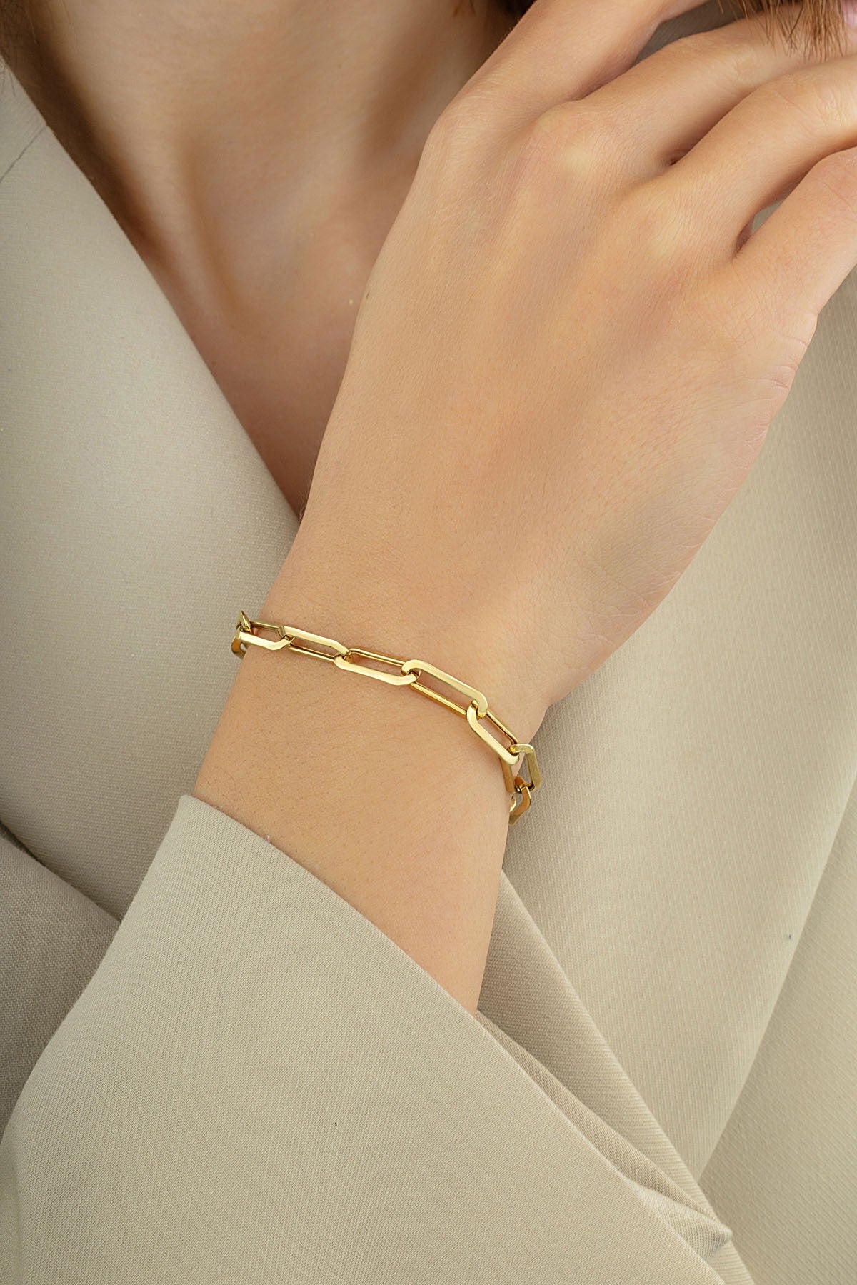 14 Ayar Ataç Geniş Altın Bileklik Ürün ana görseli