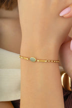 14 Ayar Soft Yeşil Taşlı Altın Bileklik