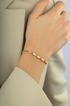 14 Ayar Beyaz Şeritli Altın Bileklik