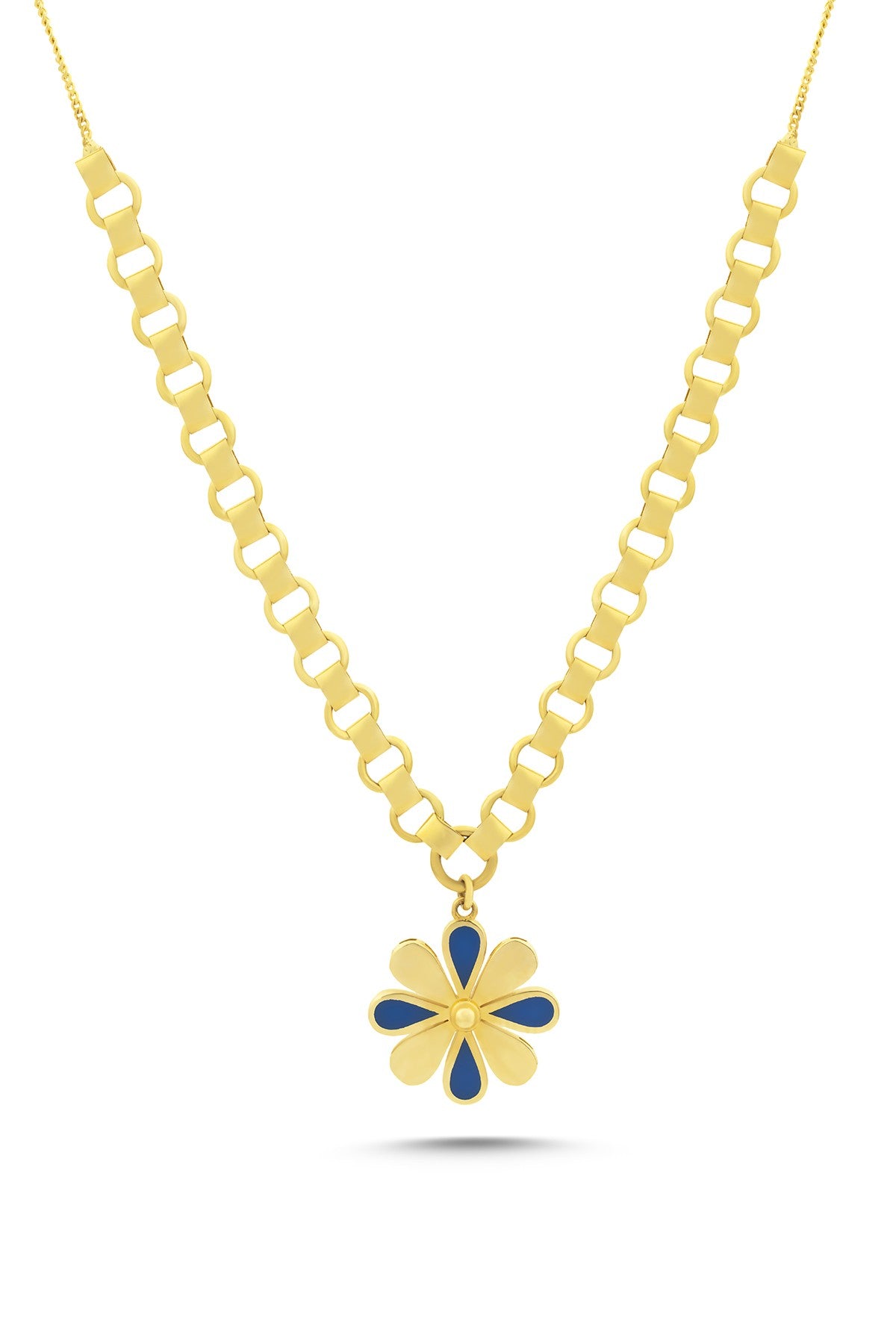 14 Ayar Çiçek Figürlü Mineli Altın Kolye