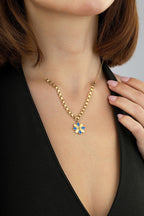 14 Ayar Çiçek Figürlü Mineli Altın Kolye