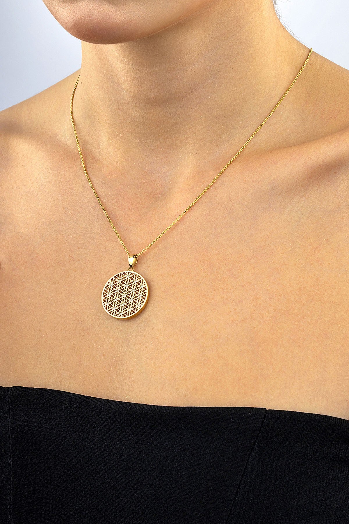 14 Ayar Taşlı Altın Kolye