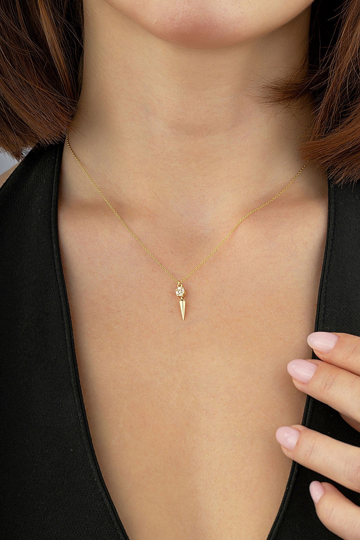 14 Ayar Taşlı Altın Kolye Secondary image