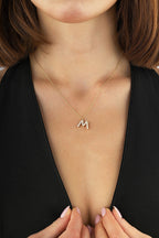 14 Ayar Taşlı M Harfi Altın Kolye