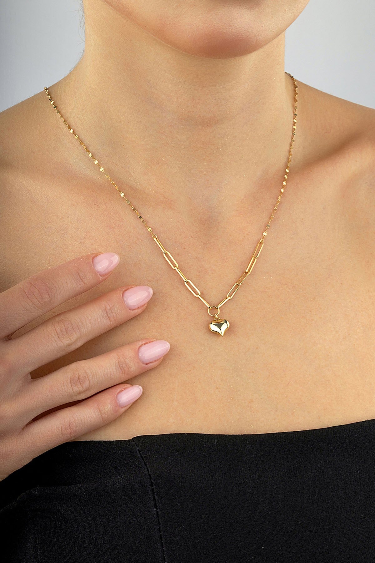 14 Ayar Kalpli Ataç Altın Kolye