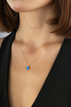 14 Ayar Mavi Taşlı Altın Kolye