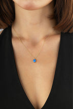 14 Ayar Mavi Taşlı Altın Kolye