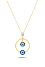 14 Ayar Taşlı Sallantılı Altın Kolye