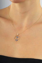 14 Ayar Taşlı Sallantılı Altın Kolye