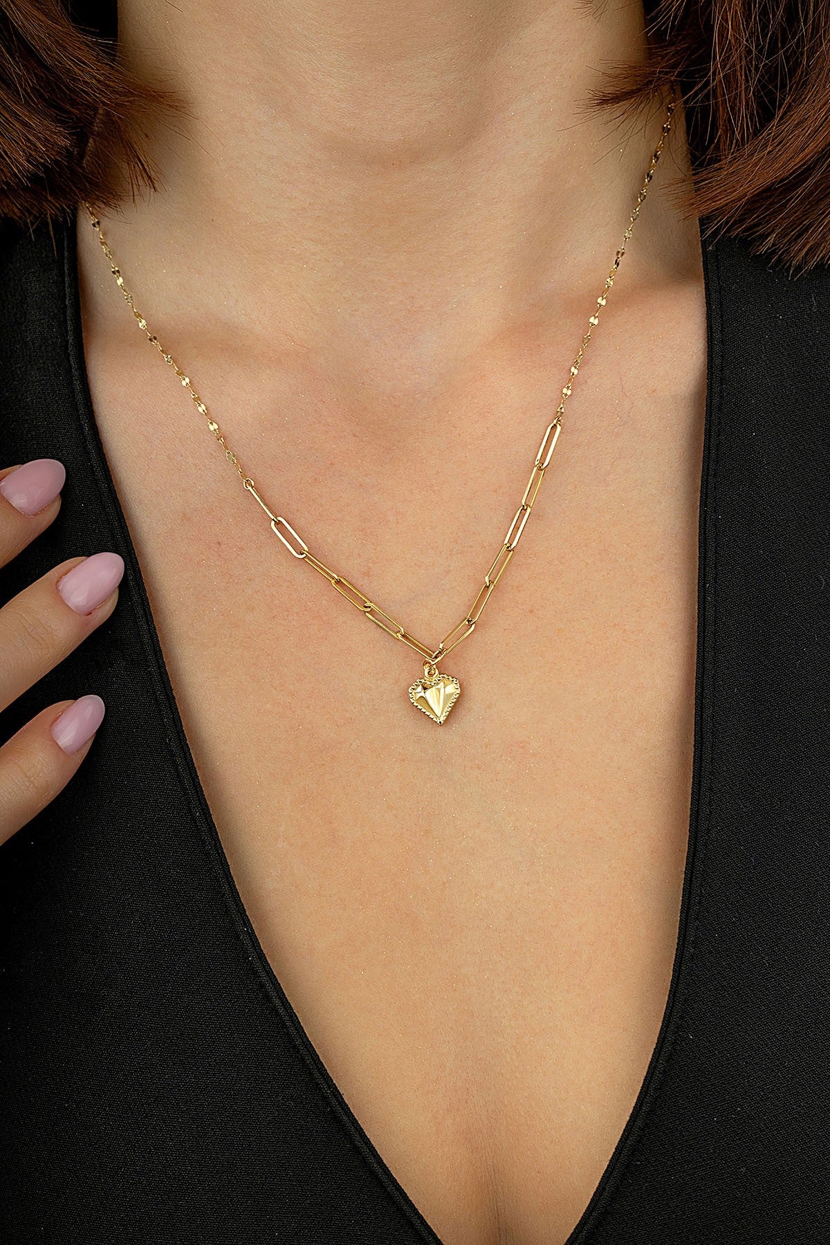 14 Ayar Ataç Kalpli Altın Kolye Ürün ikincil görseli