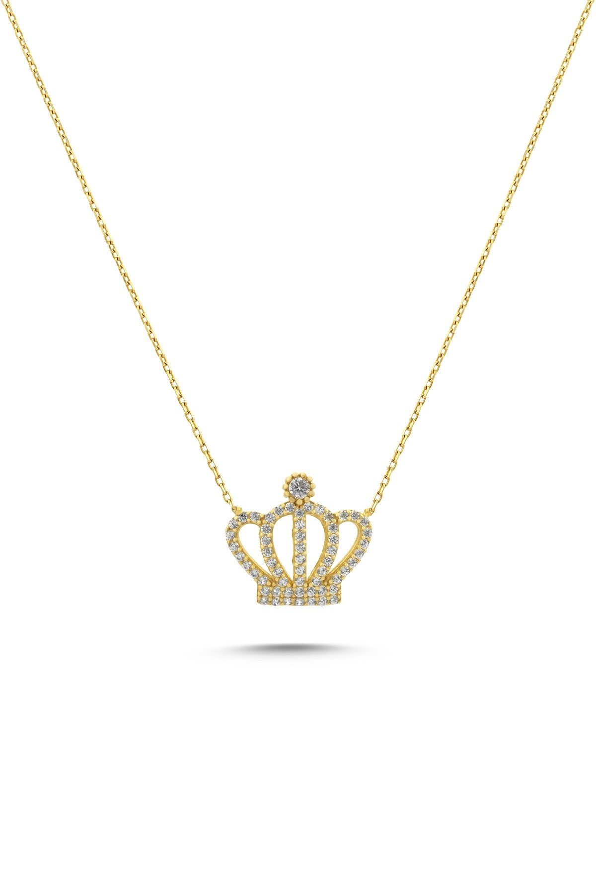 14 Ayar Taşlı Kral Tacı Altın Kolye Main image
