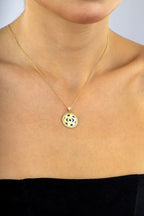 14 Ayar Taşlı Halka Göz Figürlü Altın Kolye