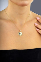 14 Ayar Taşlı Halka Göz Figürlü Altın Kolye