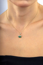 14 Ayar Yeşil Taşlı Altın Kolye