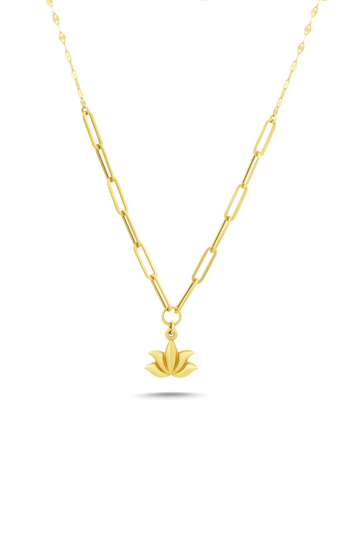 14 Ayar Lotus Çiçeği Altın Kolye