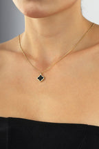 14 Ayar Siyah Yonca Altın Kolye