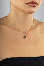 14 Ayar Siyah Yonca Altın Kolye