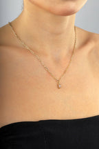 14 Ayar Taşlı Ataç Altın Kolye