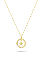 14 Ayar Taşlı Yıldız Detaylı Halka Altın Kolye