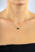 14 Ayar Yeşil Kalpli Altın Kolye