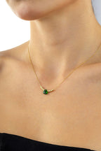 14 Ayar Yeşil Kalpli Altın Kolye