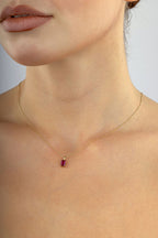 14 Ayar Mor Baget Taşlı Altın Kolye