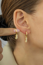 14 Ayar Sonsuzluk Taşlı Altın Küpe