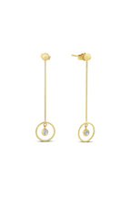 Taşlı Sarkıntılı Modern Altın Küpe