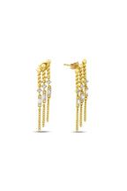 Üçlü Sallanan Taşlı Altın Küpe