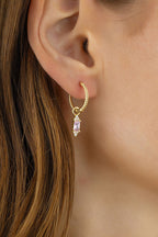 Pembe Taşlı Altın Küpe