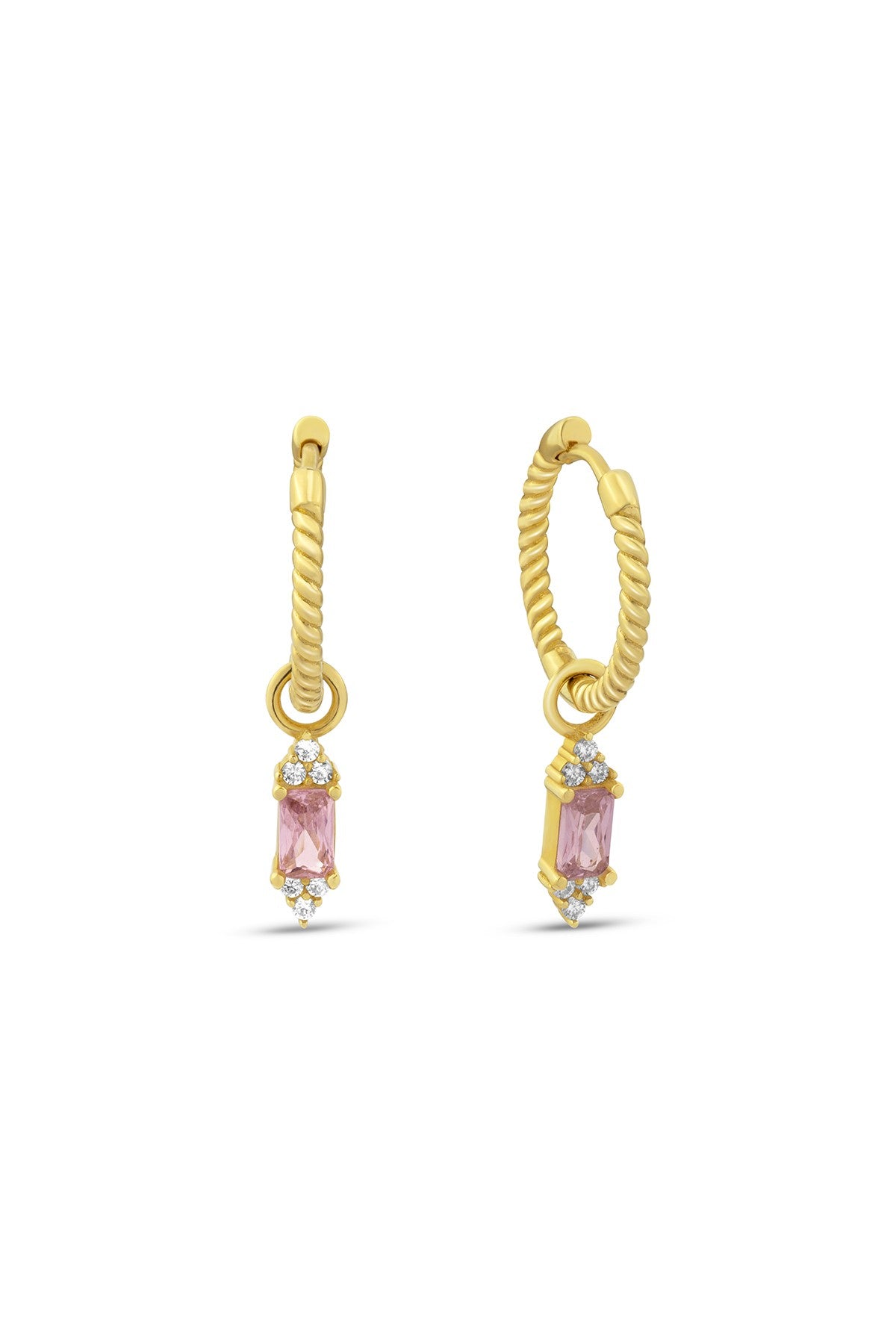 Pembe Taşlı Altın Küpe Main image