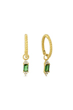 Halat Zincir Yeşil Taşlı Sallanan Altın Küpe