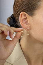 Sallanan Taşlı Deniz Yıldızı Altın Küpe